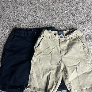 Place boys Black and Tan Flat Front Shorts